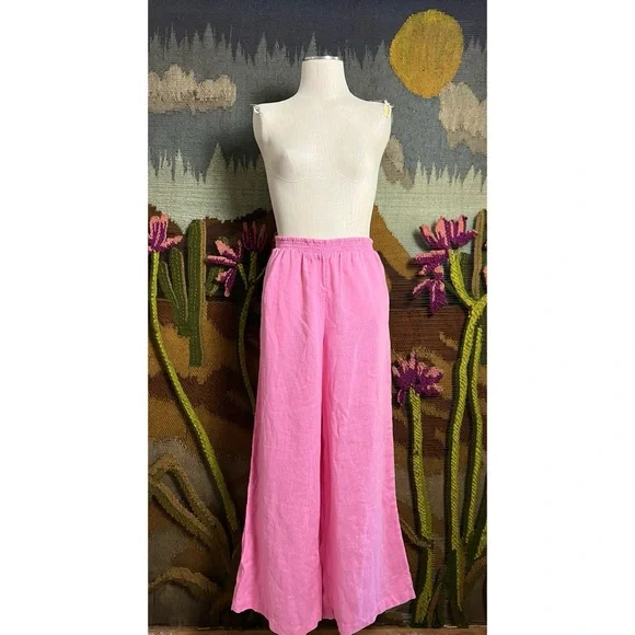 Anthropologie Smocked Linen Pants M - Picture 2 of 12